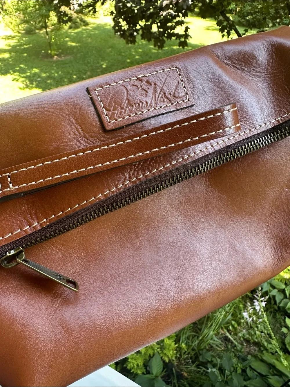 Patricia Nash Valerie Fold-over Clutch Wristlet. Brown Italian Leather